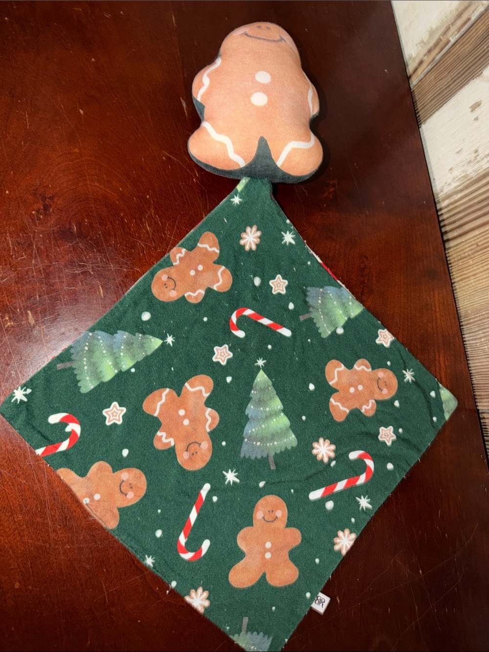 Bums and Roses Kids Gingerbread Holiday Comfort Lovey security, comfort Blanket